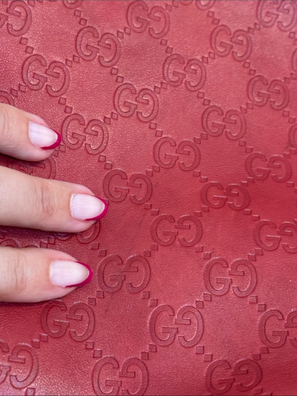 Gucci Red Monogram Leather Hobo Shoulder Bag - Picture 14 of 16